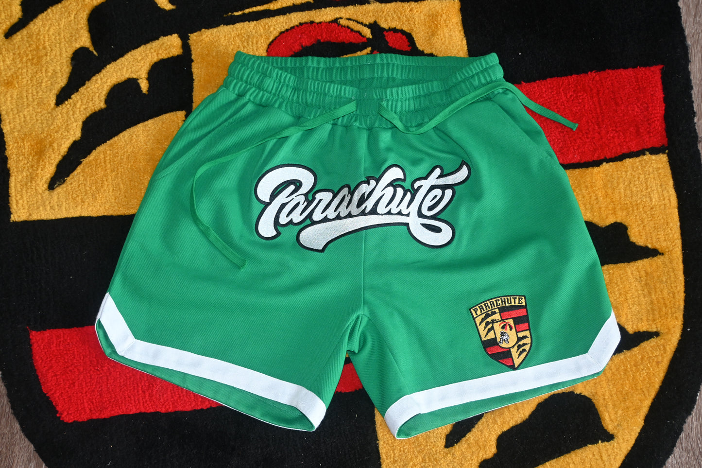 Money Green Parachute Shorts